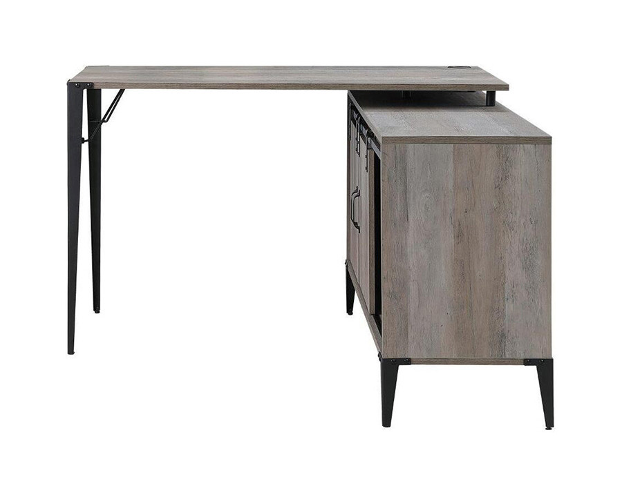 ACME Zakwani Writing Desk with USB - Gray Oak and Black Finish