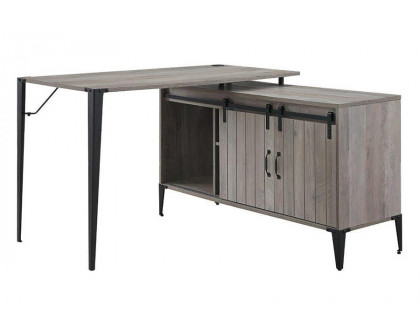 ACME Zakwani Writing Desk with USB - Gray Oak and Black Finish