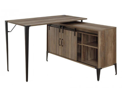 ACME Zakwani Writing Desk with USB - Rustic Oak and Black Finish