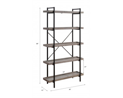 ACME Zakwani Bookshelf - Gray Oak/Black (OF00013)