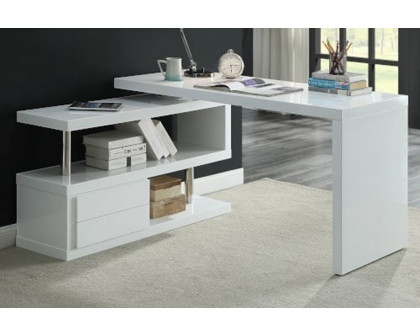 ACME Buck II Writing Desk - White High Gloss, 55"W