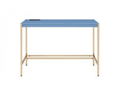 ACME Midriaks Writing Desk with USB - Navy Blue and Gold Finish