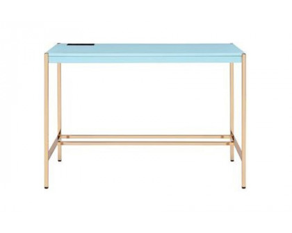 ACME Midriaks Writing Desk with USB - Baby Blue and Gold Finish