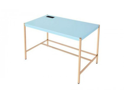 ACME Midriaks Writing Desk with USB - Baby Blue and Gold Finish