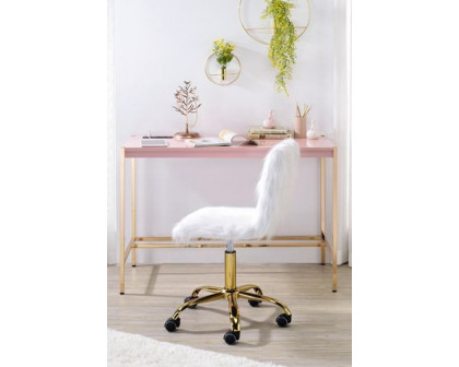 ACME Midriaks Writing Desk with USB - Pink and Gold Finish