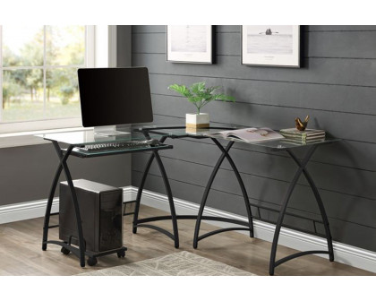 ACME Dazenus Computer Desk - Clear Glass and Black Finish