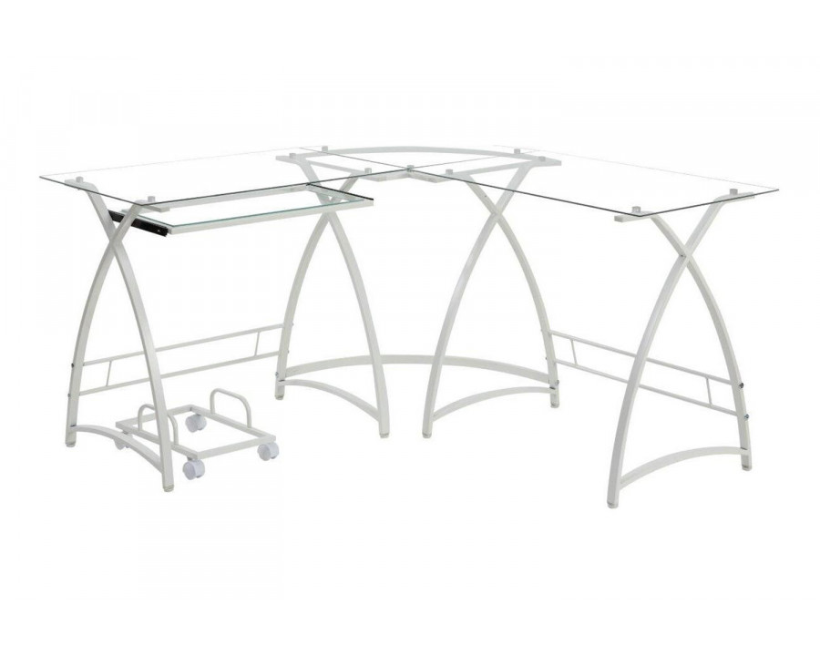 ACME Dazenus Computer Desk - Clear Glass and White Finish