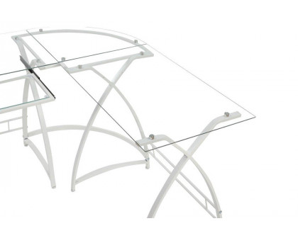 ACME Dazenus Computer Desk - Clear Glass and White Finish