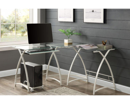 ACME Dazenus Computer Desk - Clear Glass and White Finish