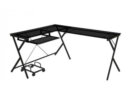 ACME Demas Computer Desk - Black Glass and Black Finish