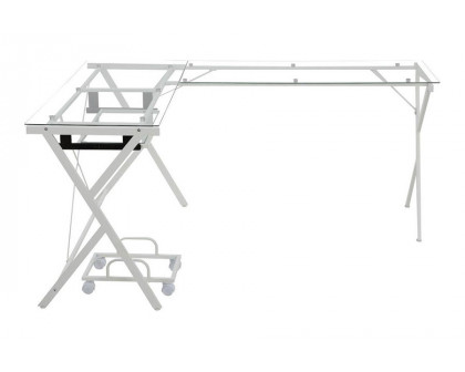 ACME Demas Computer Desk - Clear Glass and White Finish