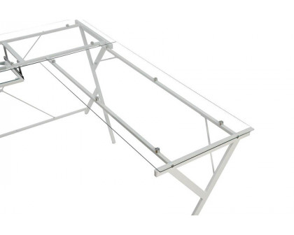 ACME Demas Computer Desk - Clear Glass and White Finish