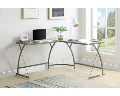 ACME Janison Computer Desk - Clear Glass and Silver Finish