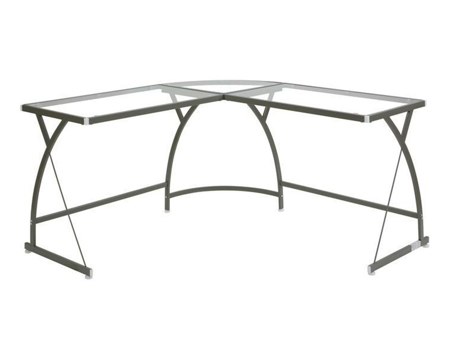 ACME Janison Computer Desk - Clear Glass and Silver Finish