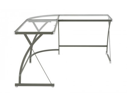 ACME Janison Computer Desk - Clear Glass and Silver Finish