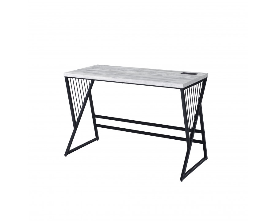 ACME - Collick Writing Desk with Usb in Weathered Gray/Black