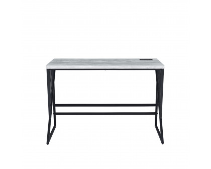 ACME - Collick Writing Desk with Usb in Weathered Gray/Black