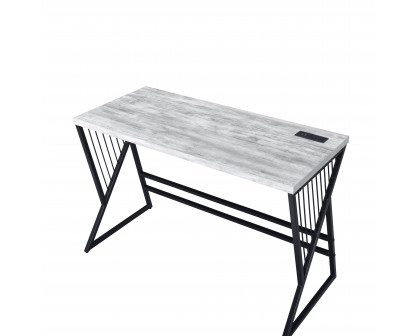 ACME - Collick Writing Desk with Usb in Weathered Gray/Black