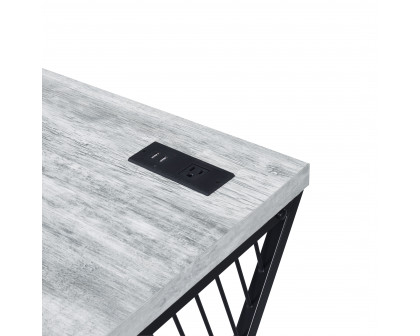 ACME - Collick Writing Desk with Usb in Weathered Gray/Black