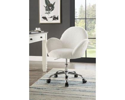 ACME - Jago Office Chair in White Lapin/Chrome