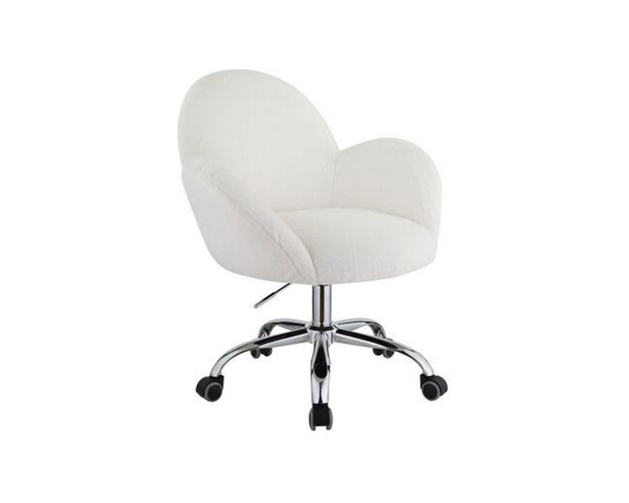 ACME - Jago Office Chair in White Lapin/Chrome