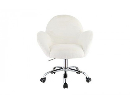 ACME - Jago Office Chair in White Lapin/Chrome