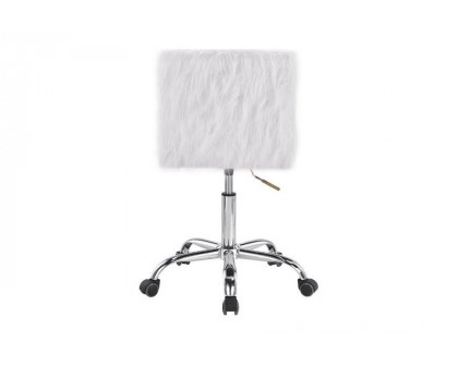 ACME Arundell Office Chair - White Faux Fur and Chrome Finish