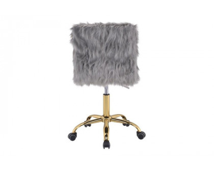 ACME Arundell Office Chair - Gray Faux Fur and Gold Finish