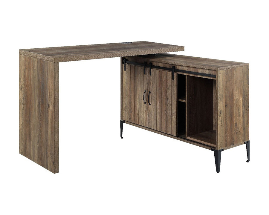 ACME - Zakwani Writing Desk with USB in Rustic Oak/Black (OF00154)