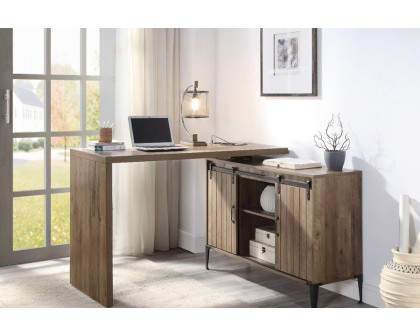 ACME - Zakwani Writing Desk with USB in Rustic Oak/Black (OF00154)