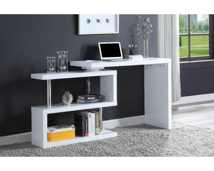 ACME - Buck II Writing Desk with USB in White High Gloss