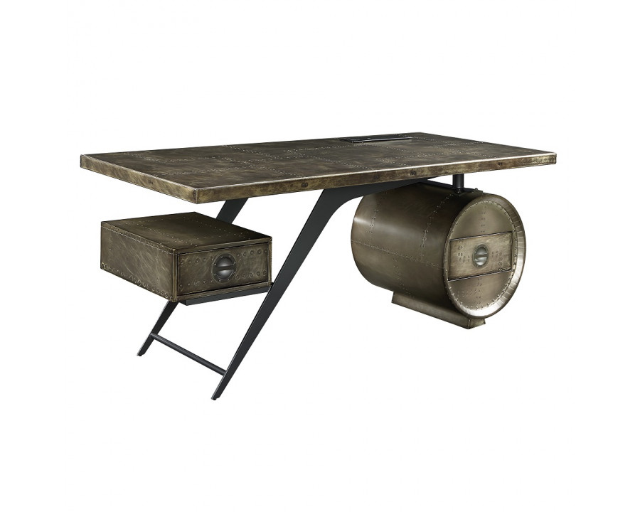 ACME - Brancaster Executive Writing Desk with Usb in Bronze Aluminum