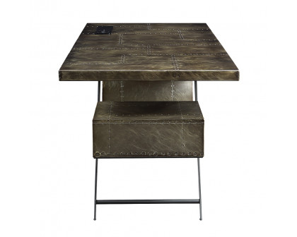 ACME - Brancaster Executive Writing Desk with Usb in Bronze Aluminum