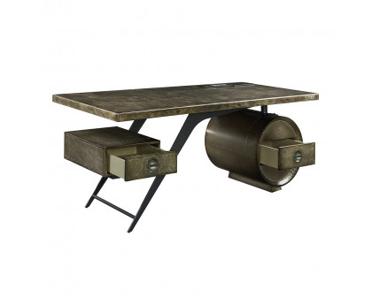 ACME - Brancaster Executive Writing Desk with Usb in Bronze Aluminum