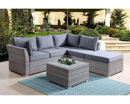 ACME - Laurance Patio Sectional Sofa & Cocktail Table in Gray