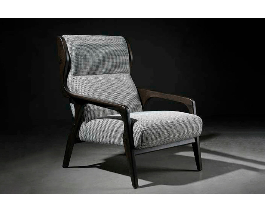 Alexandra - Gio Stationary Striped Print Armchair in Ebony, Armless