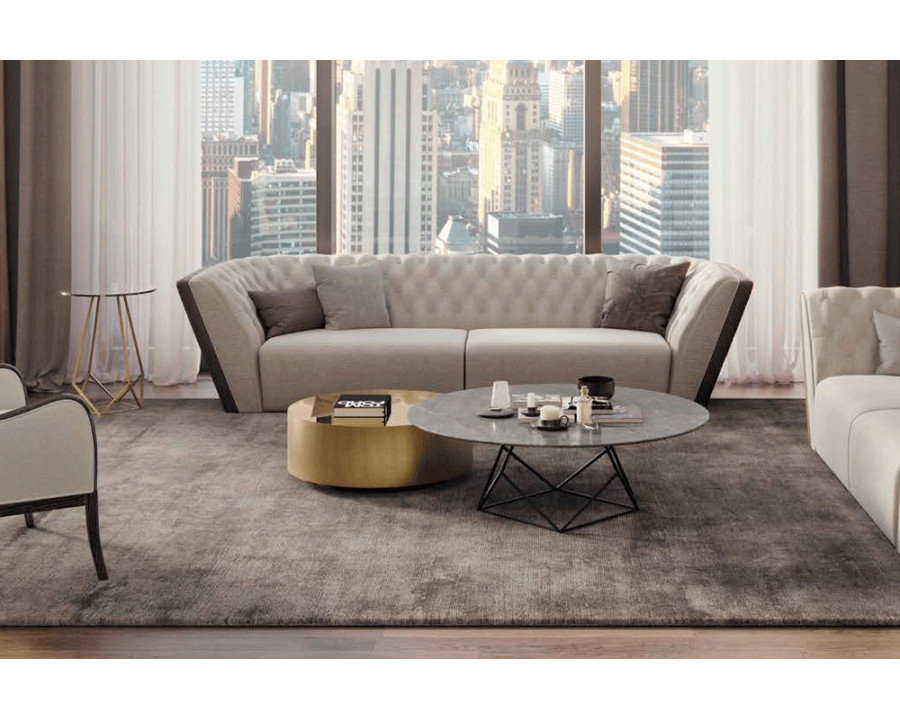 Alexandra - Annette Oval Coffee Table in Antique Nickel, Amsterdam Gray Marble