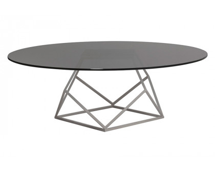 Alexandra - Annette Oval Coffee Table in Antique Nickel, Amsterdam Gray Marble