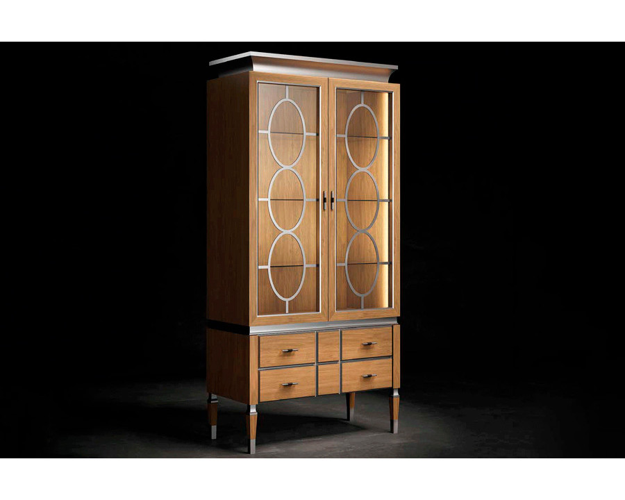 Alexandra - Lauren Rectangled Cabinet in Centennial Oak /Silver Wood