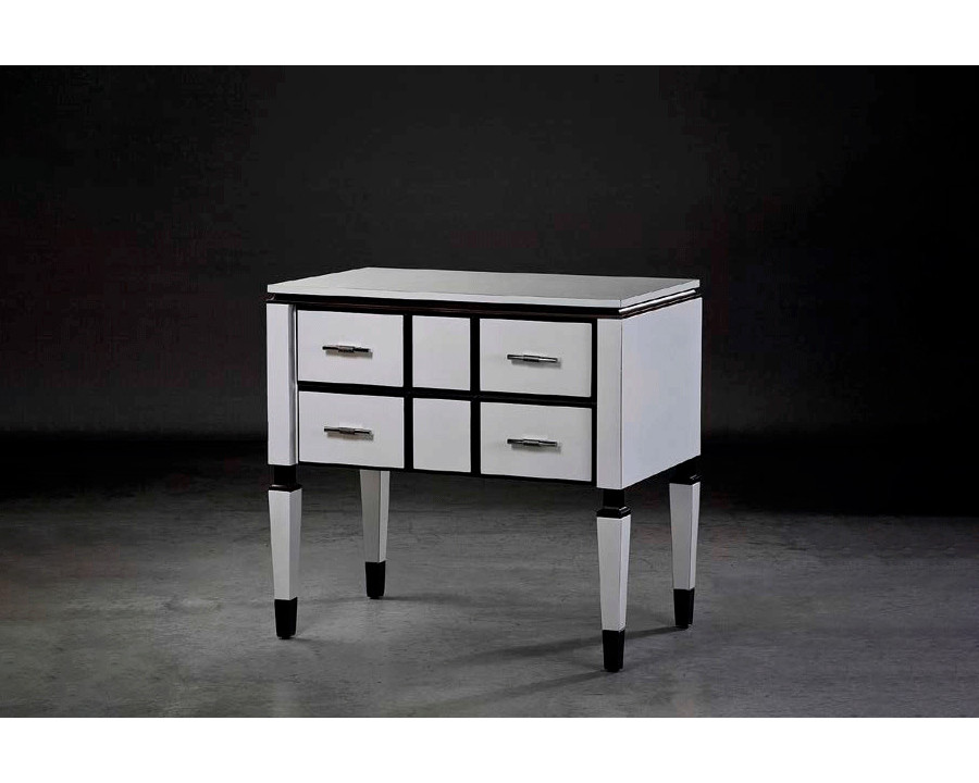 Alexandra - Lauren Nightstand in White/Dark Details