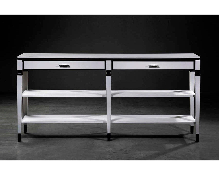 Alexandra - Lauren Console in White/Dark Details