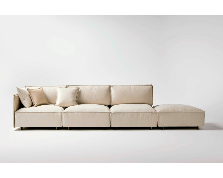 Alexandra - Tempo Modular Solid Print Sofa with Right Side Pouff in Helsinki, Armless