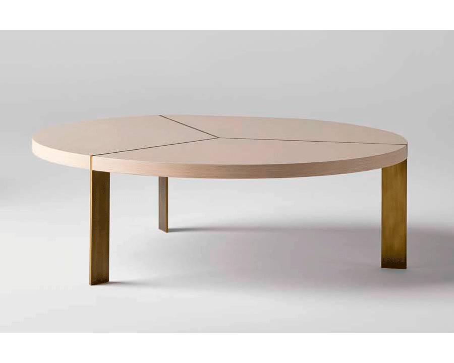 Alexandra - Tempo Round Coffee Table in Bone/Antique Brass