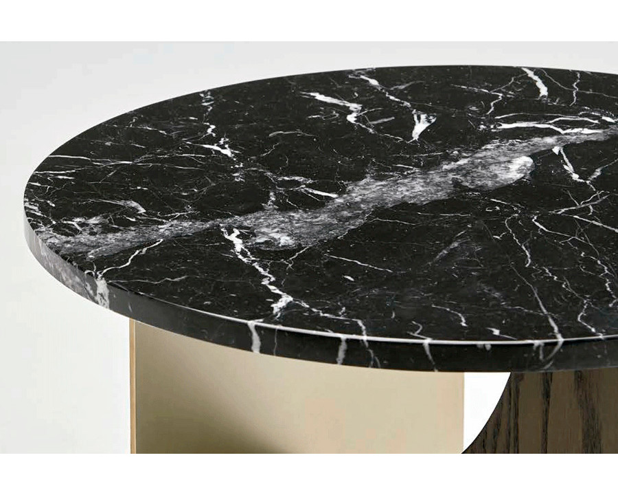 Alexandra - Coro Round Side Table in Tobacco, Black Marquina Marble