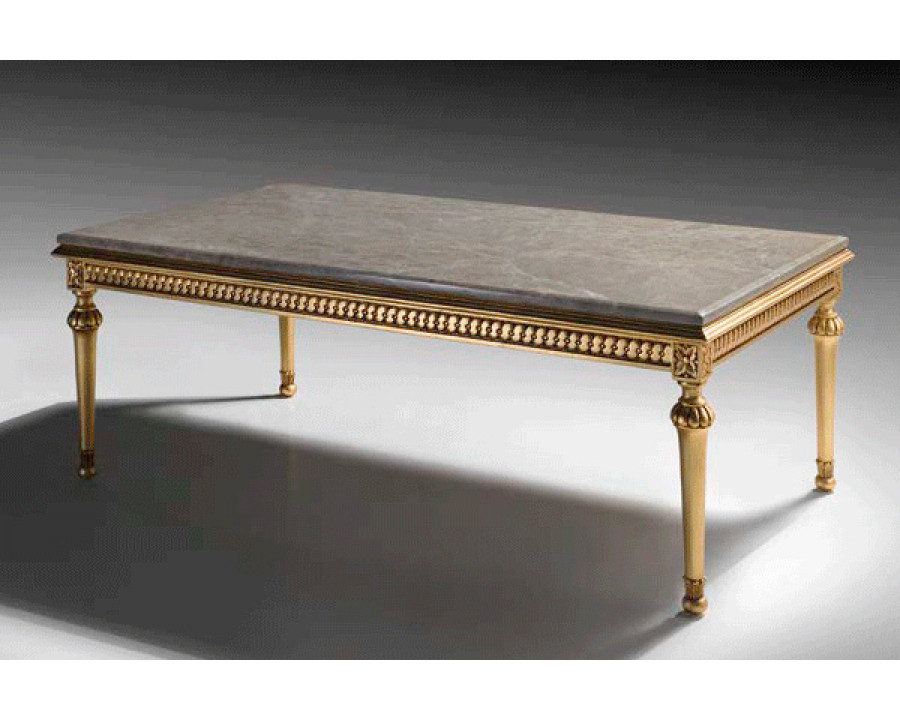 Alexandra - Versalles Rectangled Coffee Table in Antique Gold, Imperial Marble