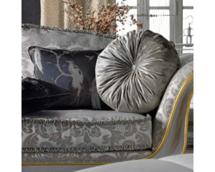 Alexandra - Royal Stationary Solid Print Sofa in Fogged White/Gold, Flared Arms