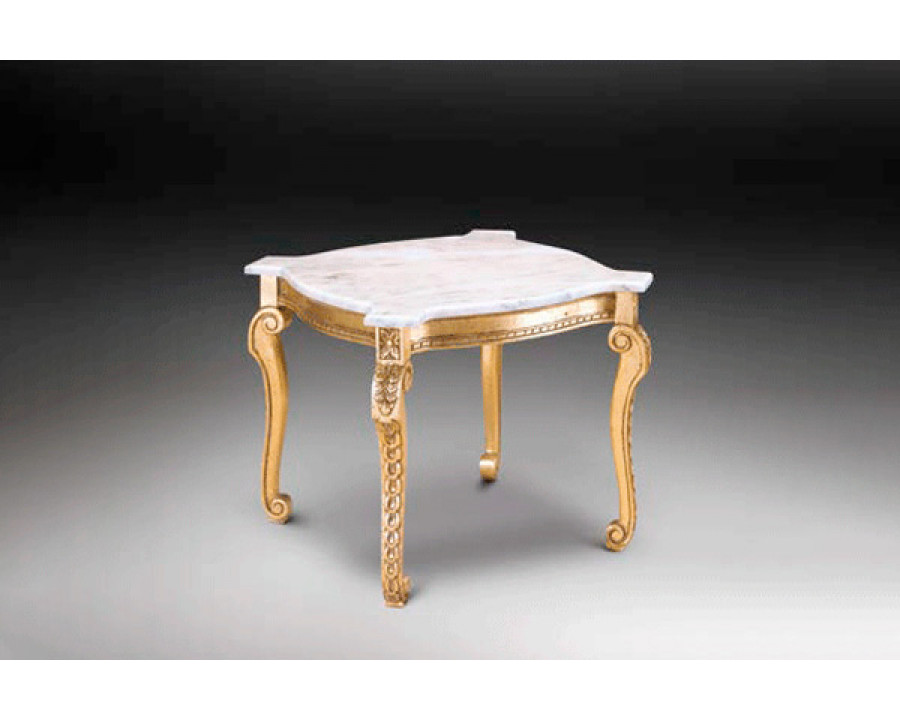 Alexandra - Classico Square Side Table in Antiquary Gold, Ivory Marble