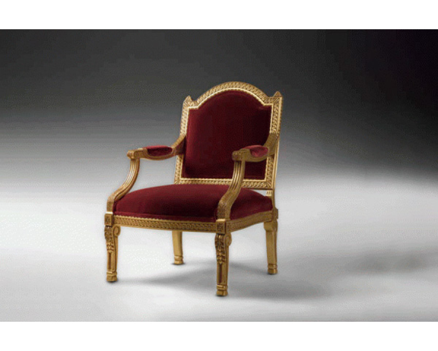 Alexandra - Classico Stationary Solid Print Armchair in Antiquary Gold, Square Arms