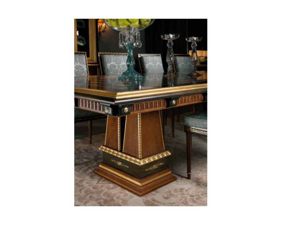 Alexandra - Laura Dining Table in Ebony/Hazelnut/Gold, Marquetry