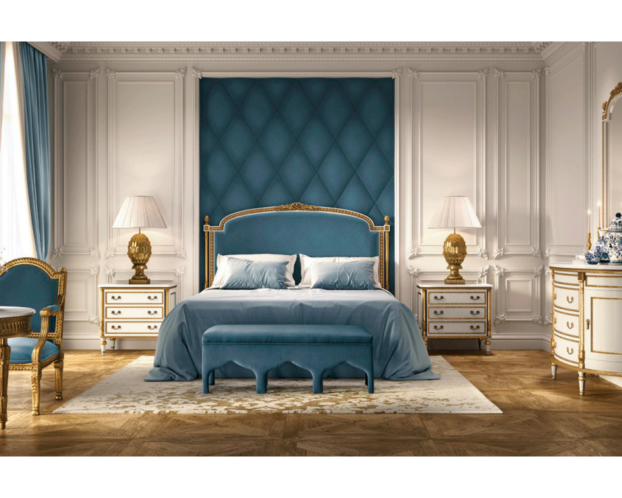 Alexandra - Angeles King Size Bed in White/Gold